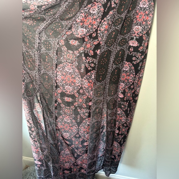 Free‎ People Bohemian Moroccan Black Printed Lace Yoke Maxi Dress Size 2 - Picture 8 of 12